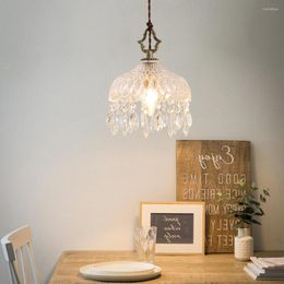 Pendant Lamps Modern Wood Retro Crystal Lamp Indoor Chandelier For Restaurant Bar Dining Table Light Aisle Porch Bedroom Hang