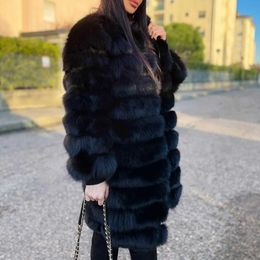 Fur Winter Women's Fashion Real Fur Coat Long Sleeves Natural Fox Fur Coat Women's Clothing Wholesale 2023