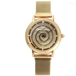 Wristwatches 2023 TPL Women Fashion Diamonds 360 Degree Rotating Magnet Analog Quartz Wrist Watches Luxury Diamond Dial