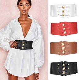 Other Fashion Accessories Ultra Wide Belts for Women Corset Cummerbunds PU Leather Slimming Body Waist Belt Elastic Ladies Dress Coat Waistband J230502