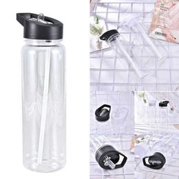 Mugs Shatterproof Copolyester Transparent Straw Cup Press Button Pop Up Straws With Cover Leakproof Sport Drink Cup Bottle BPA free Z0420