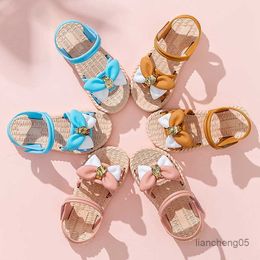 Sandals Kids Sandals Girl Simple Cute Pink Blue Yellow Princess Shoes Fashion Bow-Knot Children Shoes Casual School Girl Shoes