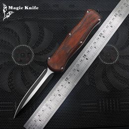 Messen SF 3 Types Outdoor Color Wood Double Action OTF Hunting Tactical Knife 440C Blade Camping Portable EDC Tool Holiday Gifts