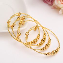 Bangle 4pcs Christmas Gift For Girls/ Women Gold Colour Charm Beads Bracelet Bell/leaf Jewellery Child Kids Party Gifts