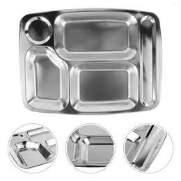 Dinnerware Sets School Stainless Steel Home Divided Tray Plate Rectangular Kitchen