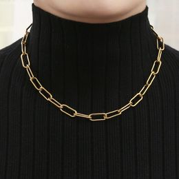 Chains Simple And Versatile Necklace Basic Chain Stainless Steel With Paper Clip Necklaces For Women Mens Hip Hop Jewelry