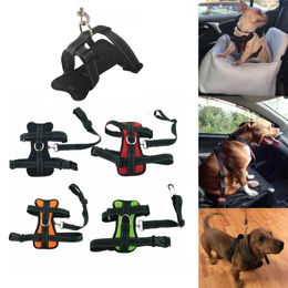 Belts Car Dog Safety Chest Seat Belt Harness Adjustable Vehicle Breathable Softy Pet Safe Harness Dogs Walking Harness With Belt Rope