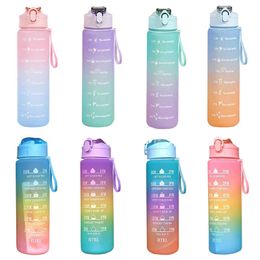 Mugs Portable Water Bottle Motivational Sports Water bottle with Time Marker Leakproof Cup for Outdoor Sport Fitness BPA Free Z0420
