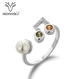 Cluster Rings Viennois Silver Colour Music For Woman Spiral Metal Party Ring