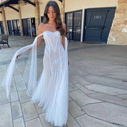 Party Dresses Sevintage Modern Mermaid Wedding Dresses Lace Appliques Off the Shoulder Pleat Ruched Wedding Gown Princess Bridal Gowns 2022 T230502