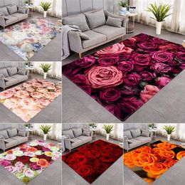 Carpets Fashion Exquisite Rose Floor Mat Valentine's Day Carpet Door Non-slip Bedroom Living Room Home Decor Alfombra
