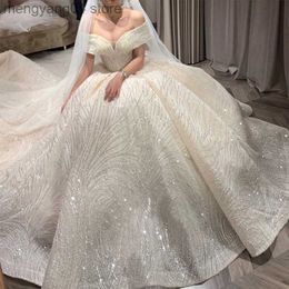 Party Dresses Luxury Sequins Wedding Dress Classic Boat Neck Bridal Gown Off The Shoulder Vestido De Noiva Robe De Mariee Customize T230502