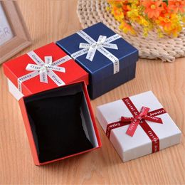 Gift Wrap 9 8.5 5.5cm Jewellery Organiser Box Fashion Bow Tie Ribbon Girls Travel Storage Rings Case Square