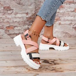 Sandals 2022 New Women's Platform Sandals Summer Open Toe Roman Sandals Outdoor Non-slip Casual Wedge Heel Straw Beach Sandals Mujer AA230502