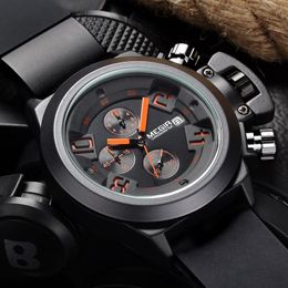 Wristwatches Top Brand Megir Fashion Men Sports Watches Men's Quartz Chronograph 6 Hands 24 Hours Clock Male Waterproof Military Wrist Watch