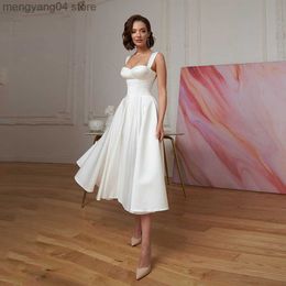 Party Dresses Jiayigong Short Wedding Dress 2022 Sexy Sweetheart Sleeveless Simple Bridal Gowns Modern Mid-Calf Satin Bride Dresses Backless T230502