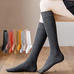 Women Socks Compression For Knee High Long Breathable Casual Cotton Black White Fashion Solid Colours All Season Ankle Stockings