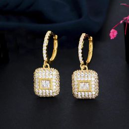 Hoop Earrings ThreeGraces Trendy Cubic Zirconia Gold Color Small Circle Huggie For Women Fine Jewelry Beach Party Gift ER795