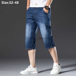 Men's Shorts Men Long Denim Shorts Summer Cropped Trousers Knee Length Plus Size 48 46 44 42 Thin Oversized Male Fit Big Blue Middle Jeans T230502