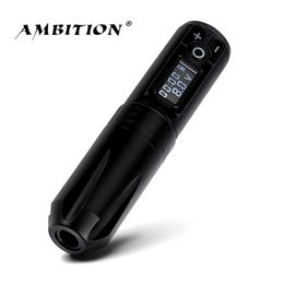 Tattoo Machine Ambition Portable Wireless Tattoo Pen Machine Lithium Battery Power Supply Block 1950mAh LED Digital Display Tattoo Equipment 230428