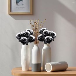 Decorative Flowers 10Pcs Useful Artificial No Watering Create Atmospheres Clear Vines Black White Rose Fake Flower Wedding Party Decor