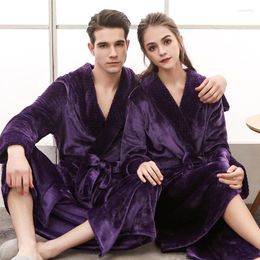 Women's Sleepwear Couple Dressing Gowns Winter Thickened And Elongated Flannel Men's Women's Luxury Warm Plaid Pyjamas Coral Fleece