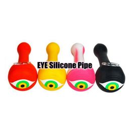 Portable Removable Colourful Silicone Pipes EYES Style Glass Nineholes Singlehole Philtre Bowl Dry Herb Tobacco Cigarette Holder Hookah Waterpipe Bong Smoking Tube