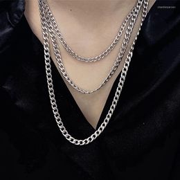 Chains Punk Stainless Steel Long Chain Necklace Men Women Street Hip Hop Choker Vintage Classic 3/5/7MM Necklaces Fashion Jewellery