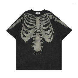 Men's T Shirts Fashion Hi Street Oversized Hip Hop Shirt Skeleton Printed Streetwear Tees Summer Short Sleeve Y2K Tops