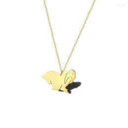 Chains Simple Sea Animal Ocean Arctic Gold Silver Colour Jewellery Walrus Necklace Lion Charm Pendant Gifts For Women