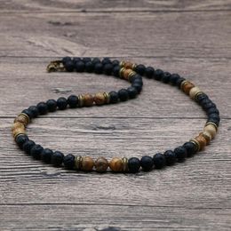 Choker Chokers 2023 Vintage Rustic Men Beaded Necklace Natural Lava Stone Chocker For Men/Women Tribal Jewellery Gift Him SU-11