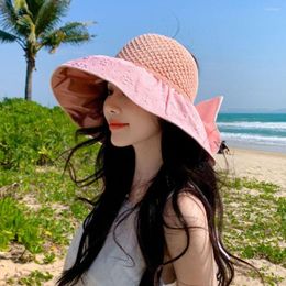 Wide Brim Hats Travel Large Hat Uv Protect Summer Sun Bow Storage Bag Beach Cap Big Brimmed