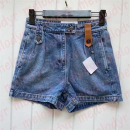 Klassisk blå denim shorts mode märke kvinnor jeans sommar andas smala korta byxor