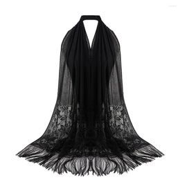 Scarves Thin Lace Hijabs Women Tassel Shawl Wrap Elegant Long Soft Foulard Summer Ladies Beach Scarf Shawls Muslim Snood