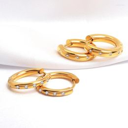 Hoop Earrings Fashion Waterproof Earring Gold Plated Non Tarnish North Star Stainless Steel 3mm 4mm For Women 2023