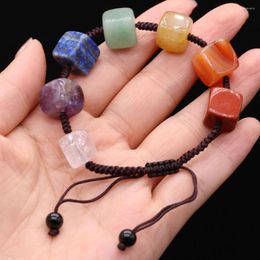 Strand Natural Semi-Precious Divination Stone Beaded Bracelet Crystal Agate Polished Energy Gem Yoga Chakra Exquisite Jewellery Craft