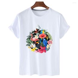 Women's T Shirts Cotton Hawaiian Flower Print Short Sleeve T-shirt Women 2023 Summer Women's Casual