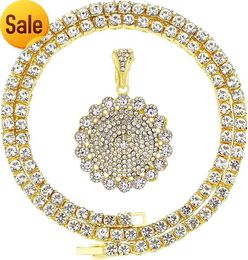 HH BLING EMPIRE Men's Gold or Silver Ice Crystal Chain Little Boy Cool Hip Hop Chain Crown Pendant Rap Singer Jewellery Chain 55.88 cm Crystal Diamond