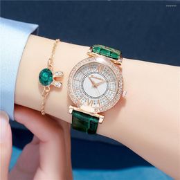 Wristwatches Fashion Simple Rhinestone Women's Belt Table Full Star Inlaid Smooth Surface Quartz Leisure Wrist Watch