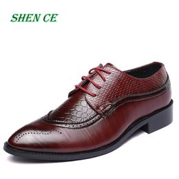 Men Business Shoes 2020 Newest Formal Office Wedding Shoes for Men Crocodile Embossed PU Leather Dress Shoes Plus Size 39-48