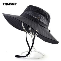 Backpacking Packs Fisherman Caps Summer Bucket Cap Men Breathable Wide Brim Sun Hat Outdoor Hiking Solid Colour Protection Sun hat AntiUV Bob Cap J230502