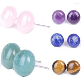 Stud Earrings Ins Design Natural Oval Stone Simple Style With Stainless Steel Post Assorted Color