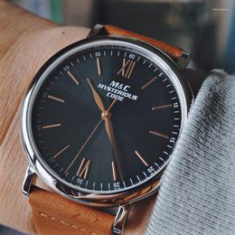 Wristwatches Mysterious Code Quartz Watch Stainless Steel Waterproof Minimalist Dial Ronda 715 Automatic Dress Wrist Bauhaus