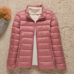 Jackets 2021 New Women Thin Down Jacket White Duck Down Ultralight Standup Collar Jackets Autumn and Winter Warm Coats Portable Outwear