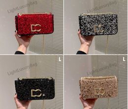 5A Designer Brand Sequins CrossBody Bag Fashion Evening Bags Shine Shoulder Wallets Women Luxury Chain Tote Classic Female Purses 24031402