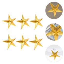 Christmas Decorations 6pcs Five-pointed Star Hanging Pendant Creative Paper Decoration