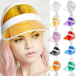 Wide Brim Hats 10 Color Summer PVC Sun Women Men Candy Transparent Empty Top Plastic Adults Simple Sunscreen Outdoor Bicycle Caps