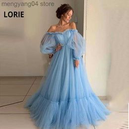 Party Dresses Blue Prom Dresses Long Sleeve Off the Shoulder Princess Dress 2020 Tulle Lace-up Formal Evening Party Dresses Plus Size T230502