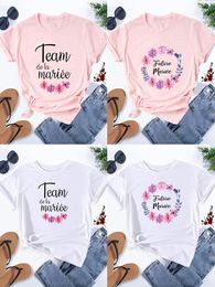 Women's T Shirts Pink Bachelorette Team Bride Bridesmaid Matching Bridal Party Tops EVJF Tshirt For Shower GiftsWomen's
