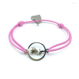 Charm Bracelets Wish Bracelet Rose Flower Stainless Steel Adjustable Cord Lucky For Men Women